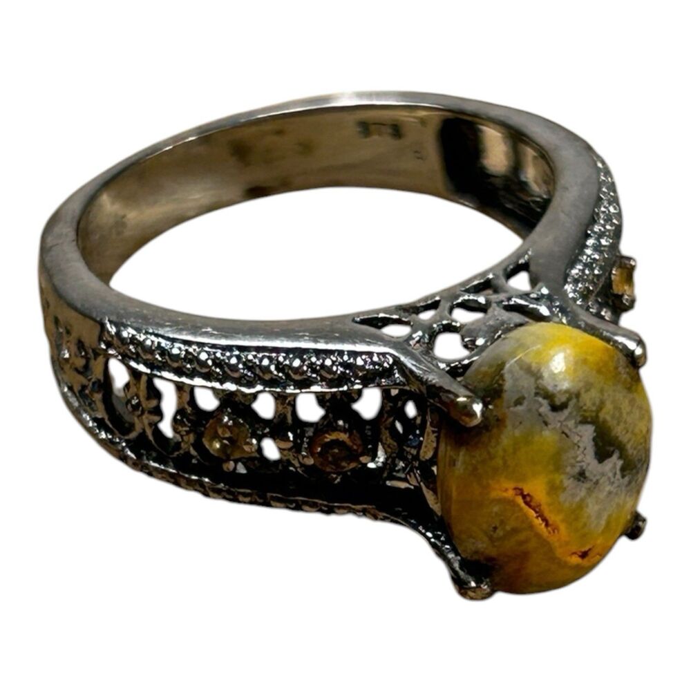 Bumblebee Jasper Filigree Ring Karis Sterling Silver Size 9